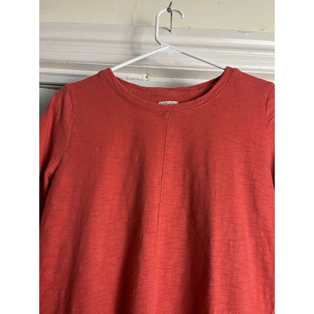 Logo Lori Rust Orange S Asymmetrical Hem Tunic Top - Long Sleeve with Pockets" - Picture 11 of 13